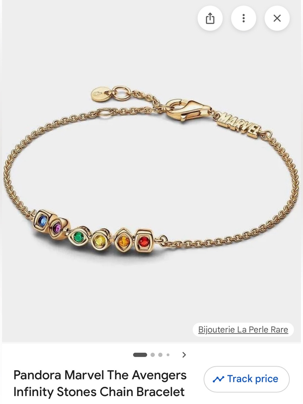 Pandora Gold Chain Bracelet with Multicolor Stone Accents